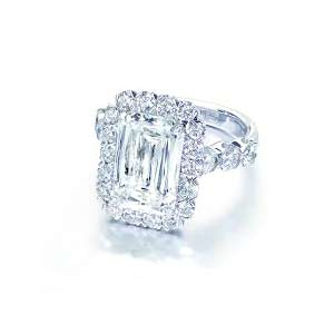 L'Amour Emerald Criss Cut Diamond Engagement Ring