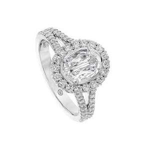 L'Amour Oval Criss Cut Diamond Engagement Ring