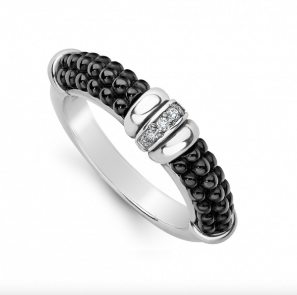 Black Caviar Diamond Stacking Ring